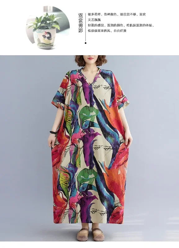 Summer Dress for Women Clothing Long Dress Fashion Clothes Cotton Vintage Harajuku Elegant Streetwear Maxi Beach Dresses