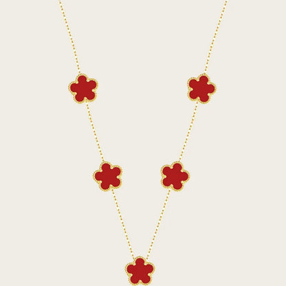 Stainless Steel Sets Earrings Necklace Bracelet Christmas Birthday Gifts Gold Plated Women's Double Sided Flower Elegant Fashion