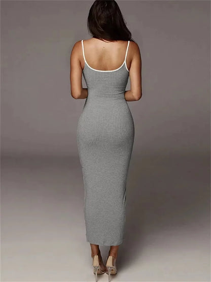 Women's summer style pit striped knitted camisole dress, women's sexy exposed backpack hip dress