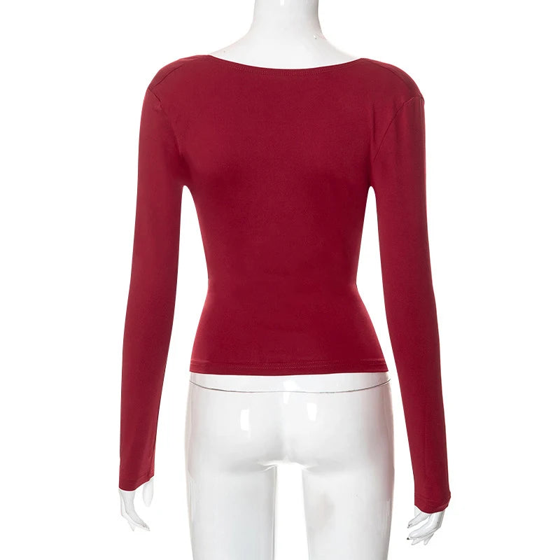 Backless Short Sleeve Blue Y2K Crop Top Women Casual O Neck Summer T Shirts Sexy Vintage Cut Out