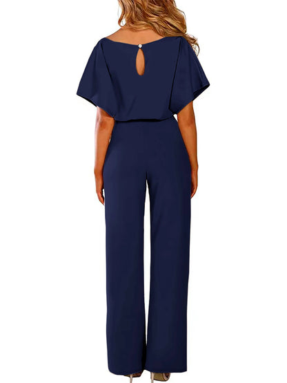 Women's Belted Jumpsuit Casual Wide-Leg Pants Summer Commute Outfit Stylish & Comfortable
