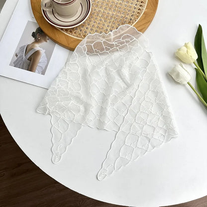 Sweet Love Heart Lace Scarves Korean Style Neck Wrap Bandanas Shawl Headscarf Headband Triangle Hijab Scarf Gift
