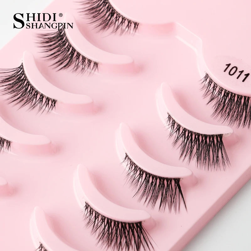SHIDISHANGPIN 5/10Pairs False Lashes Cat Eye Eyelashes Eyelash Extension 3D Mink Half Lashes Natural Makeup faux Cils maquiagem