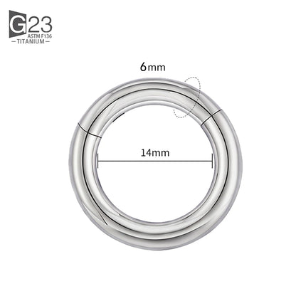 ASTM F136 Titanium PIERC Hinged Segment Hoop Earrings Large size Nose Rings 10G-6G 2.5mm-4mm Seamless Labret Lip Body Piercing 6.0x14mm