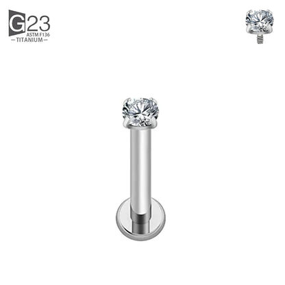 ASTM F136 Titanium 2/2.5/3/4mm CZ Labret Stud 16G Tragus Helix Cartilage Conch Flatback Earlobe Piercing Body Jewelry Titanium 2.5mm CZ
