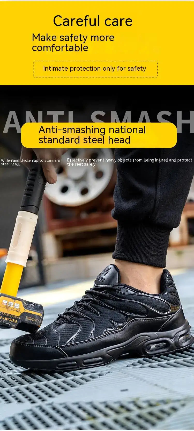 Sport Air Cushion Reflective Work Safety Boots Anti-smash Fashion Safety Shoes Steel Toe Sneaker Man Puncture Proof Work Shoes