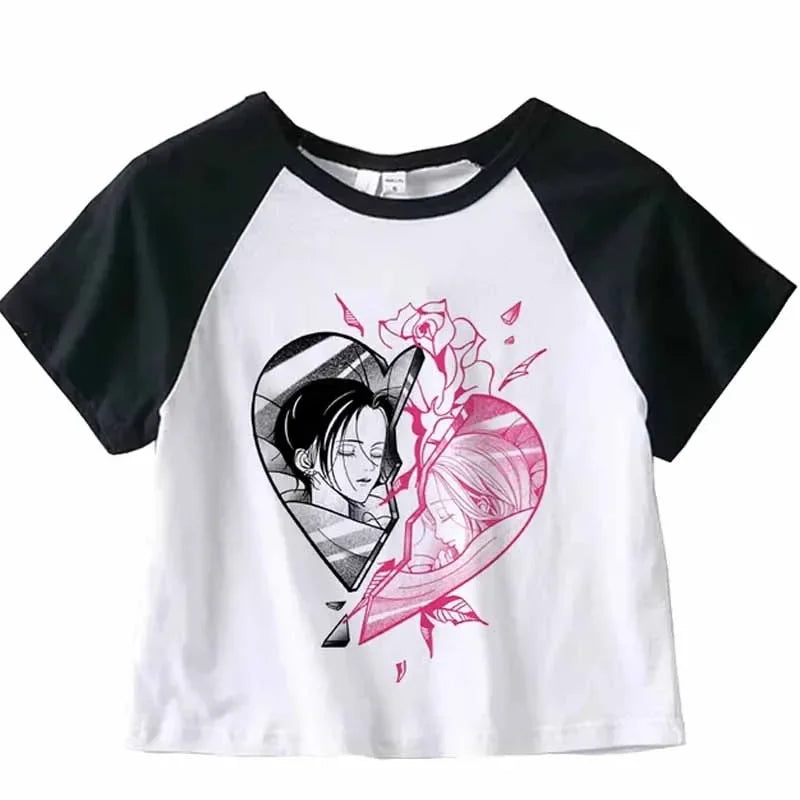 Nana Japanese Short Sleeves Anime Summer Crop Top T Shirt Casual Harajuku T Shirt Top Women Heart Graphic Tees Anime T-shirt 4