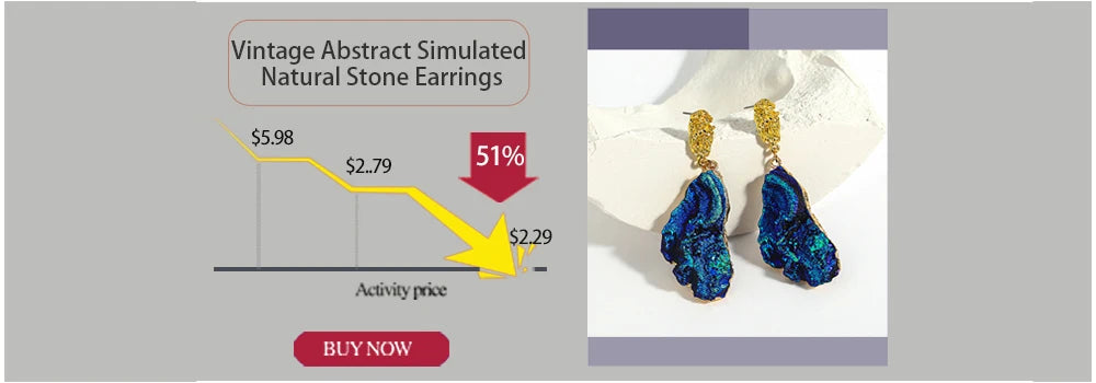 AENSOA Vintage Abstract Simulated Natural Stone Dangle Earrings for Women Van Gogh Painting Star Geometric Volcanic Rock Earring
