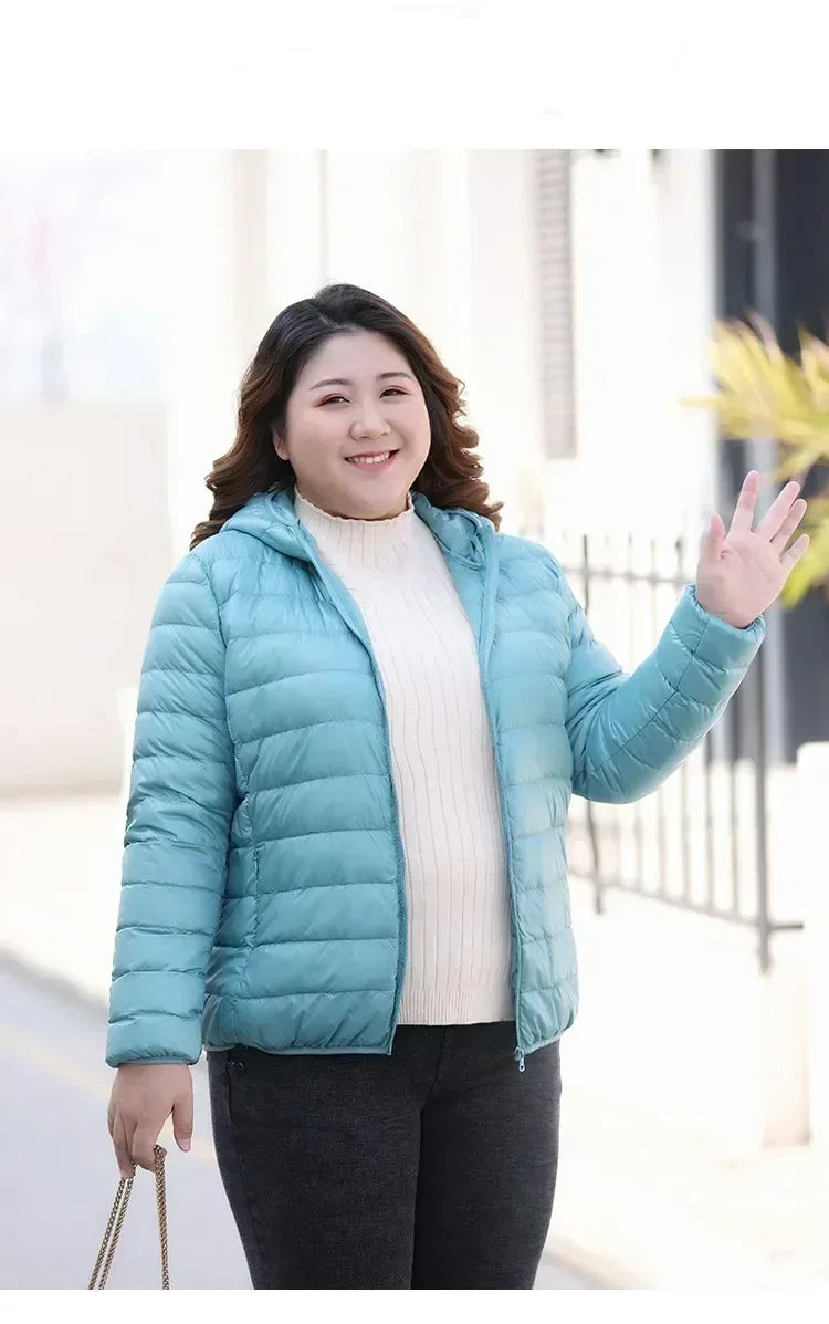 2024 Hooded Jackets Autumn Plus Size 7xl 6xl 5xl Fall Women's Lightweight Water-Resistant Packable Winter Warm Female Down Coats
