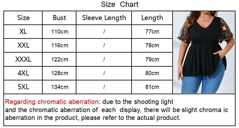 Plus Size Europe and The United States New Women's V-neck Casual Mesh T-shirt