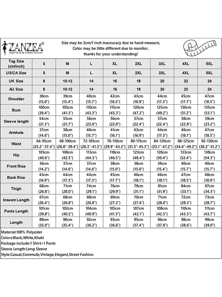 2025 ZANZEA Fashion Autumn Long Shirt Pant Suits Women Outfts 2 Piece Sets Long Sleeve Printed Tops Trousers Casual Tracksuits Badiee Stylez