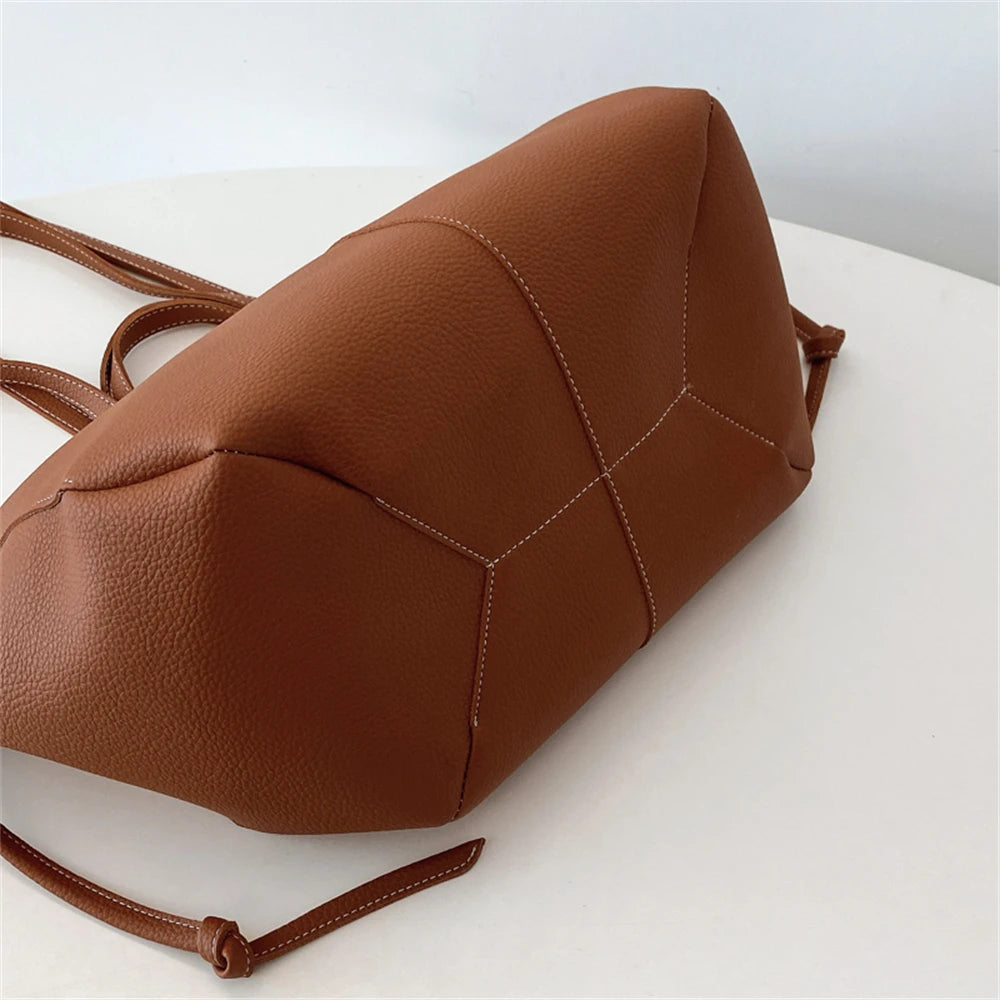 MOODS Branded Underarm Shoulder Bags For Women 2024 Latest Luxury Designer Handbags Soft PU Leather Large Capacity Shopping Tote