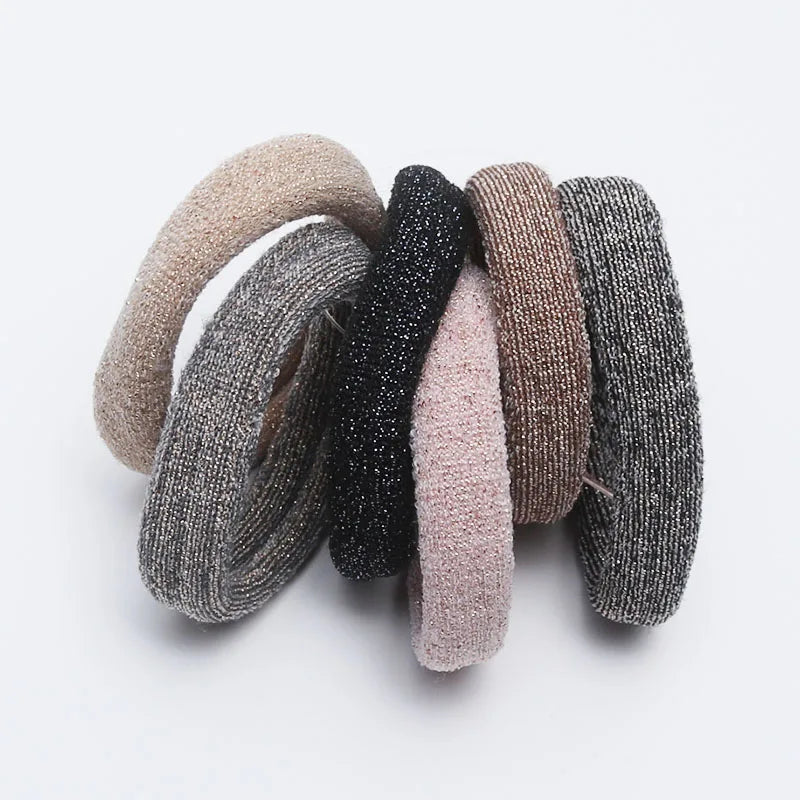 6PCS Women Glitter Hair Scrunchies Girls Elastic Hair Rubber Bands Hair Holder/Gum Hair Accessories Ponytail Hair Holders Badiee Stylez