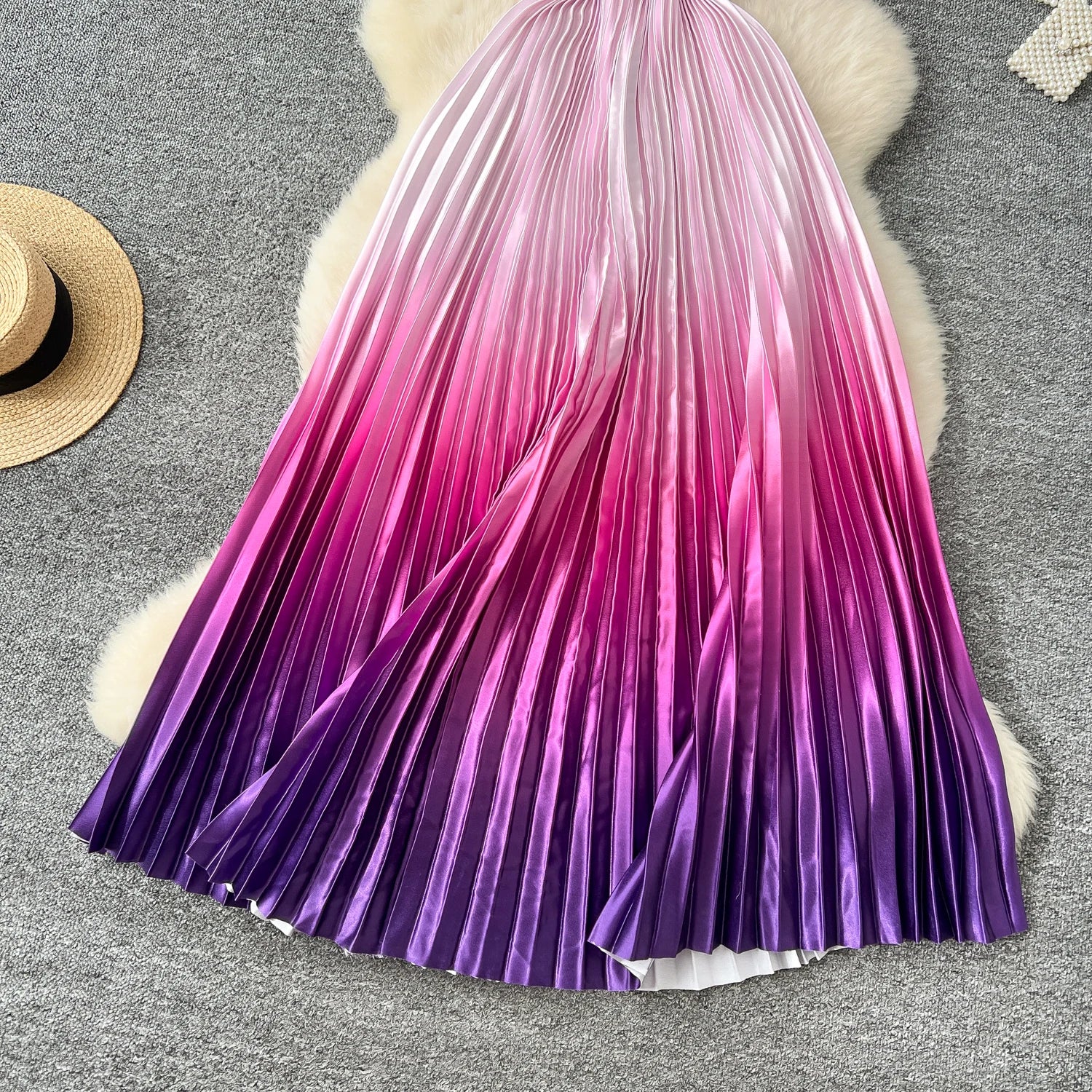 SINGREINY 2025 Gradient Party Long Dress Female Off Shoulder Elastic Waist A Line Sundress Vacation Luxury Pleated Maxi Dresses