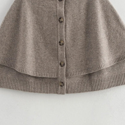 MUJER Cape Cropped Cardigan for Women Knitted Short Sweaters Cardigans Women Fashion Button Knitwear Women Cloak Women's Sweater