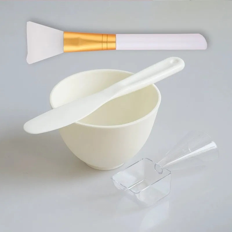 Face Mask Mixing Tools Set Reusable Facial Applicator Spatula Stirring Mask Bowl Spoon Kit Skin Care Beauty Makeup Supplies White Set 2