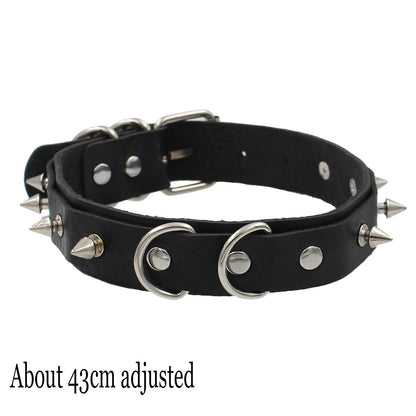 Woman Black Punk Choker Collar Necklace Sexy PU Leather Heart Lock Key Spike Chocker Gothic Cosplay Accessories Party Jewelry Rivet Dots