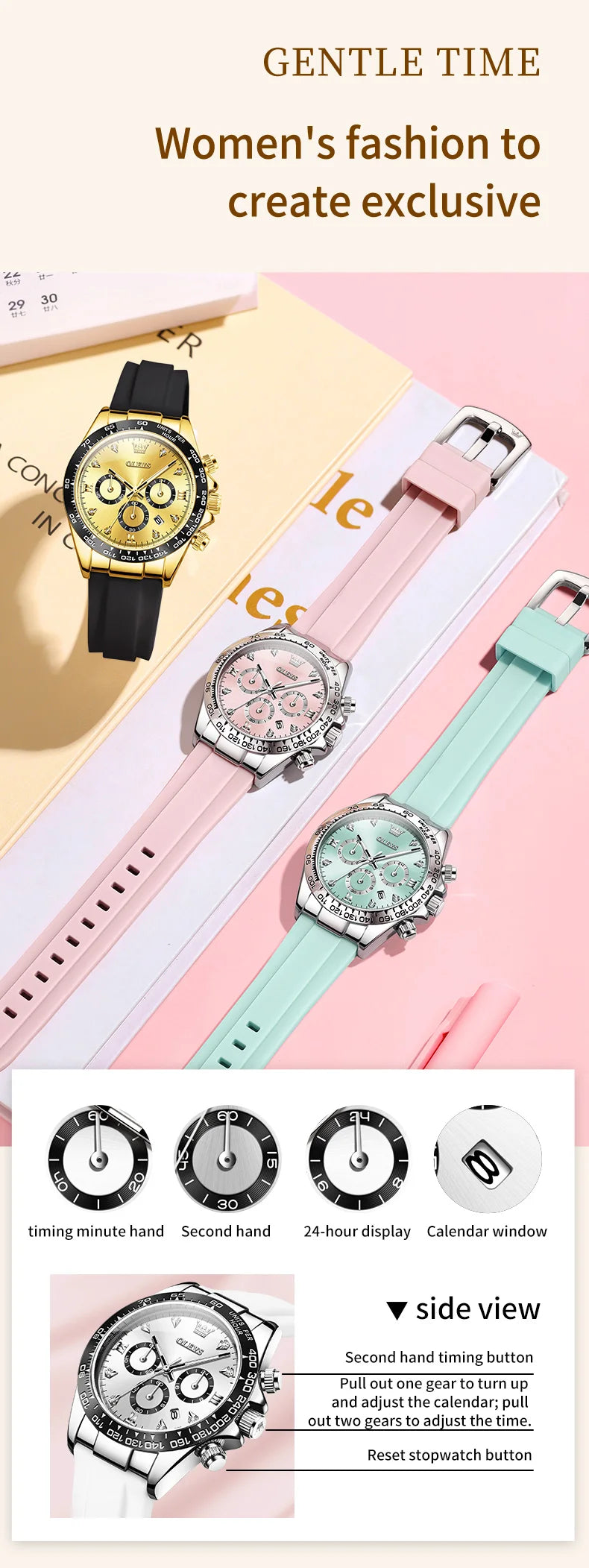 OLEVS 5618 Woman Watch Fashion Original Quartz Watch Waterproof Luminous Chronograph Date Sports Watches For Woman With Box