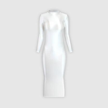 XCKNY Glossiness Series dress high neck long sleeve skirt silk longuette elastic silk tight skirt sports skirt sexy tight dress