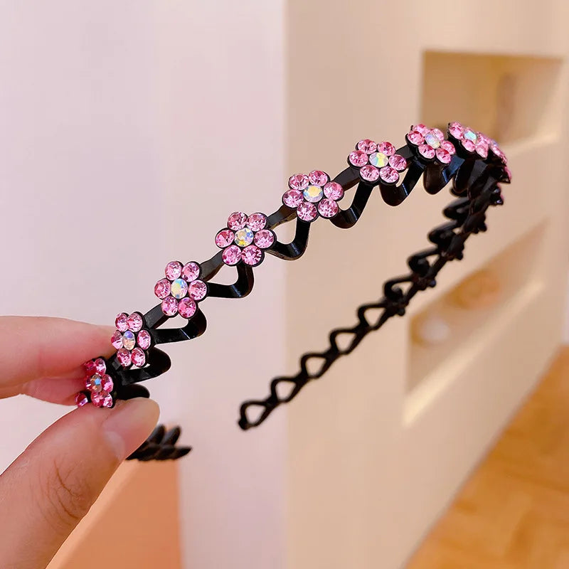 New Non-slip Rhinestone Headbands Solid Wave Hairbands for Women Girls Bezel Fashion Hair Hoop Ladies Boutique Hair Accessories Badiee Stylez