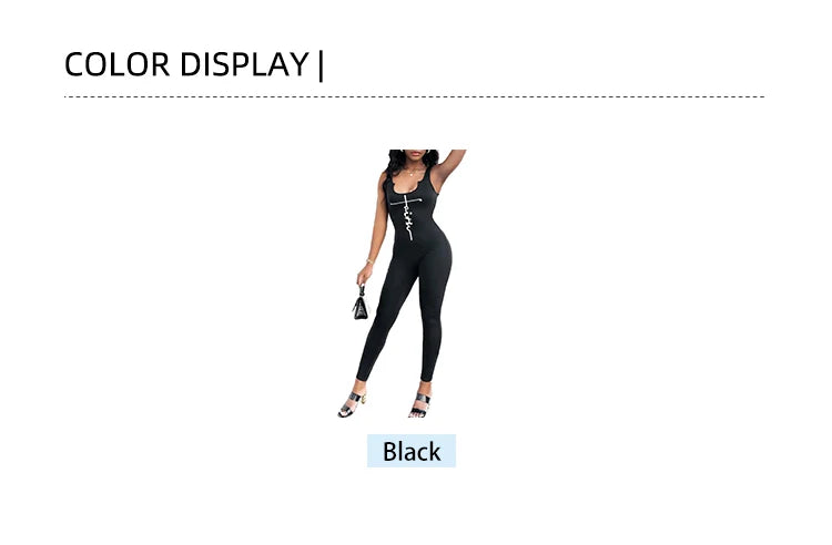 Women's Alphabet V Neck Slim Hip Lifting Jumpsuit Sleeveless High Waisted Yoga Wear One Piece Bodybuilding Badiee Stylez