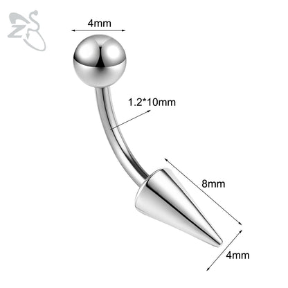 ZS 1 PC 16G Stainelss Steel Eyebrow Ring For Men Women Long Spike Curved Nose Bridge Piercing 3 Colors Cone Lip Labret Piercings Style 3 10X4X8MM
