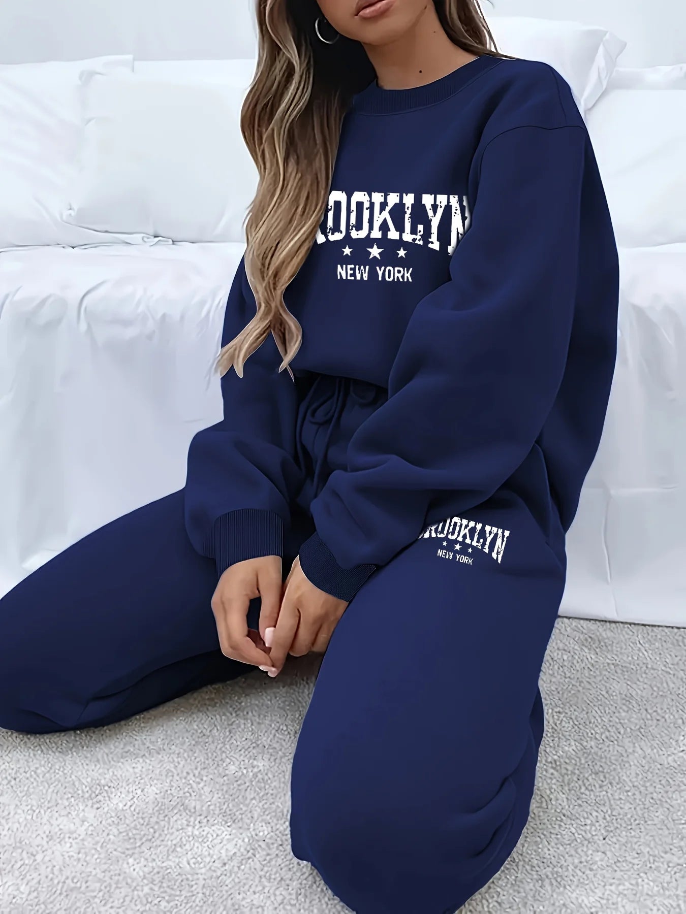 Autumn Winter Women's Sweater Pants Set Women Hoodie set Street Hip Hop Clothing Casual Female Clothing Plush sweatshirt