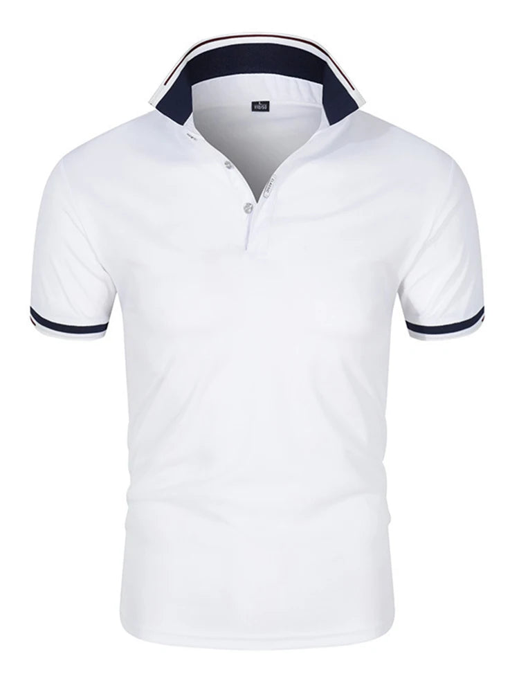 Men’s High-Quality White Golf Polo Shirt - Casual Short Sleeve Summer Style