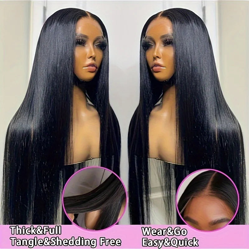 Bone Straight 13x4 Lace Frontal Wig For Women 5x5 Glueless Invisi-Drawstring Black Human Hair Wigs 360 Full Lace Wig Human Hair - Badiee Stylez