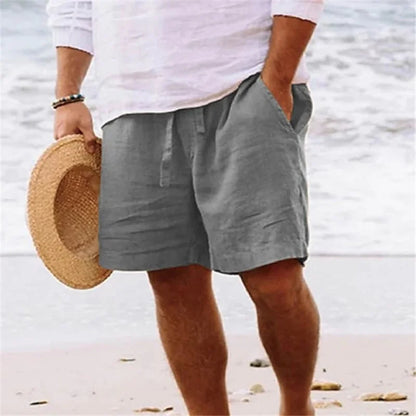 2025 New Summer New Men's Cotton Linen Breathable Shorts Hawaii Beach Pants Male Solid Color Trousers Loose Versatile Streetwear Badiee Stylez