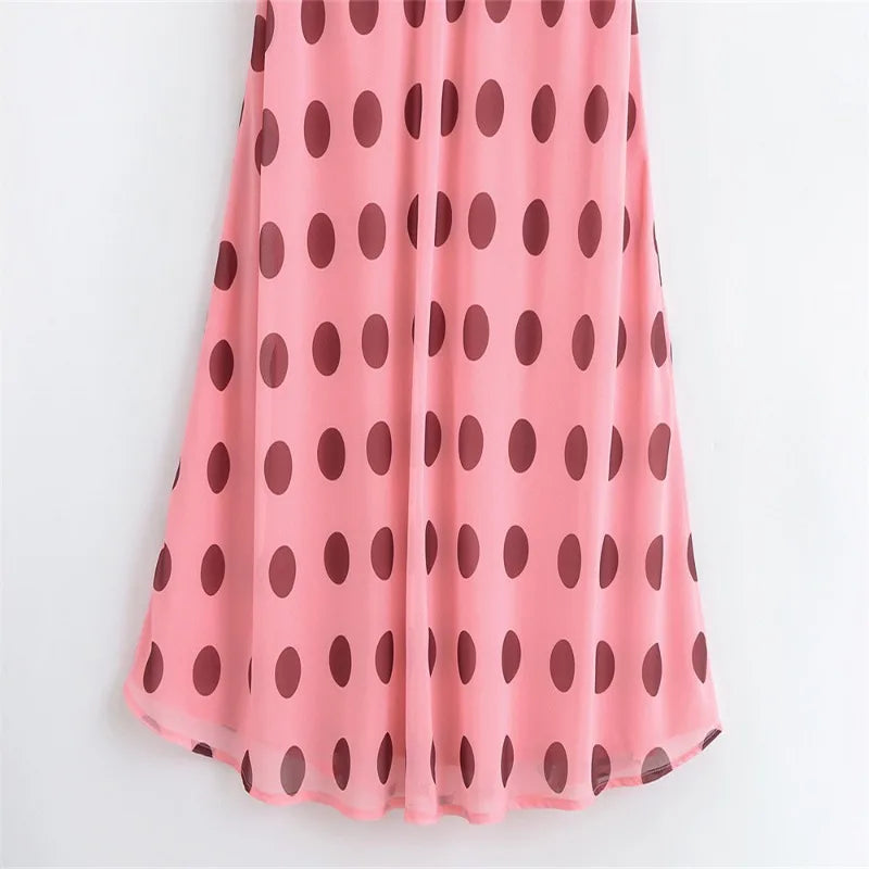 Trendix Pink Print Pleated Maxi Dress Women's Summer V Neck Sexy Backless Vintage Long Dresses 2025 Fall New Party Elegant Dress