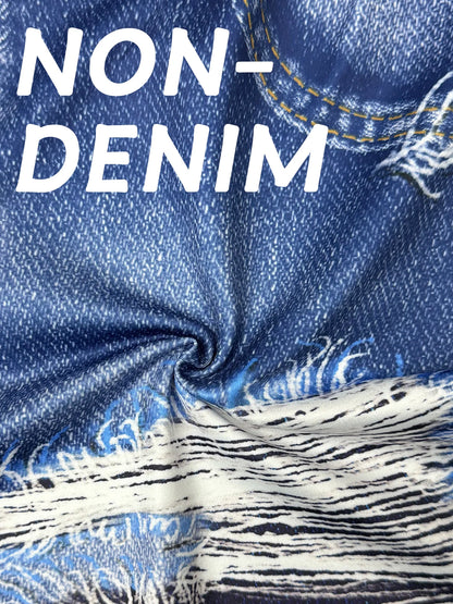 Plus Size Women's Denim-Look Printed Shorts Trendy Ripped Effect Comfortable Tight Fit Casual Chic Summer Hot Pants