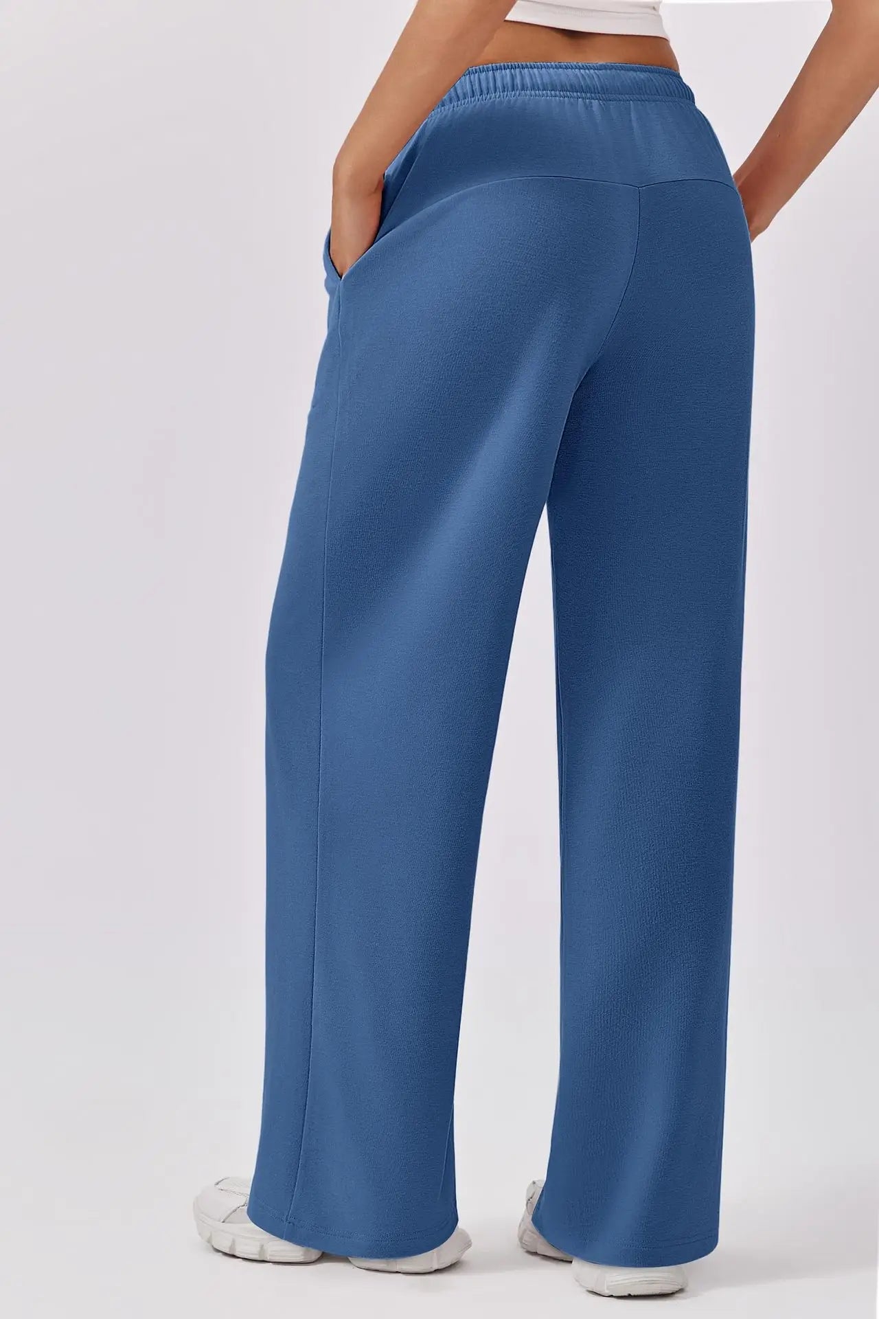 Casual Wide Leg Sports Pants for Women Casual Straight Leg Loose Solid Color Elastic Drawstring High Waisted Wide Leg Pants