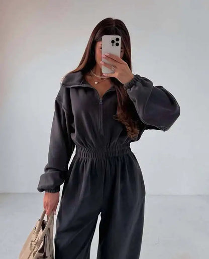 Jumpsuits Women Rompers One Piece Full Sleeve Zipper Overalls Long Pants Elastic High Waist Rompers Y2k Streetwear Jumpsuit 2025 Badiee Stylez