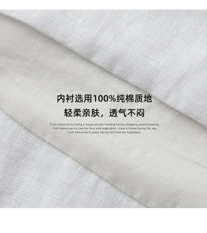 Summer New 100% Linen Sleeveless Crop Top Women's Loose Casual Solid Color Cute Tops Round Neck Minimalist Short T-Shirts