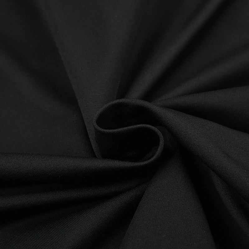 CIBBAR Gothic Black Crop Top Chic See Through Mesh Patchwork Full Sleeve Skinny Basic T-shirt Women Punk Style Stitched T Shirts