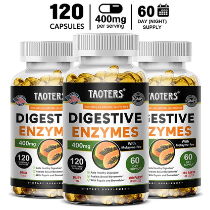 Digestive Enzyme Supplement, Beneficial Bacteria Support Immune, Digestive & Cardiovascular Health, 60 Capsules