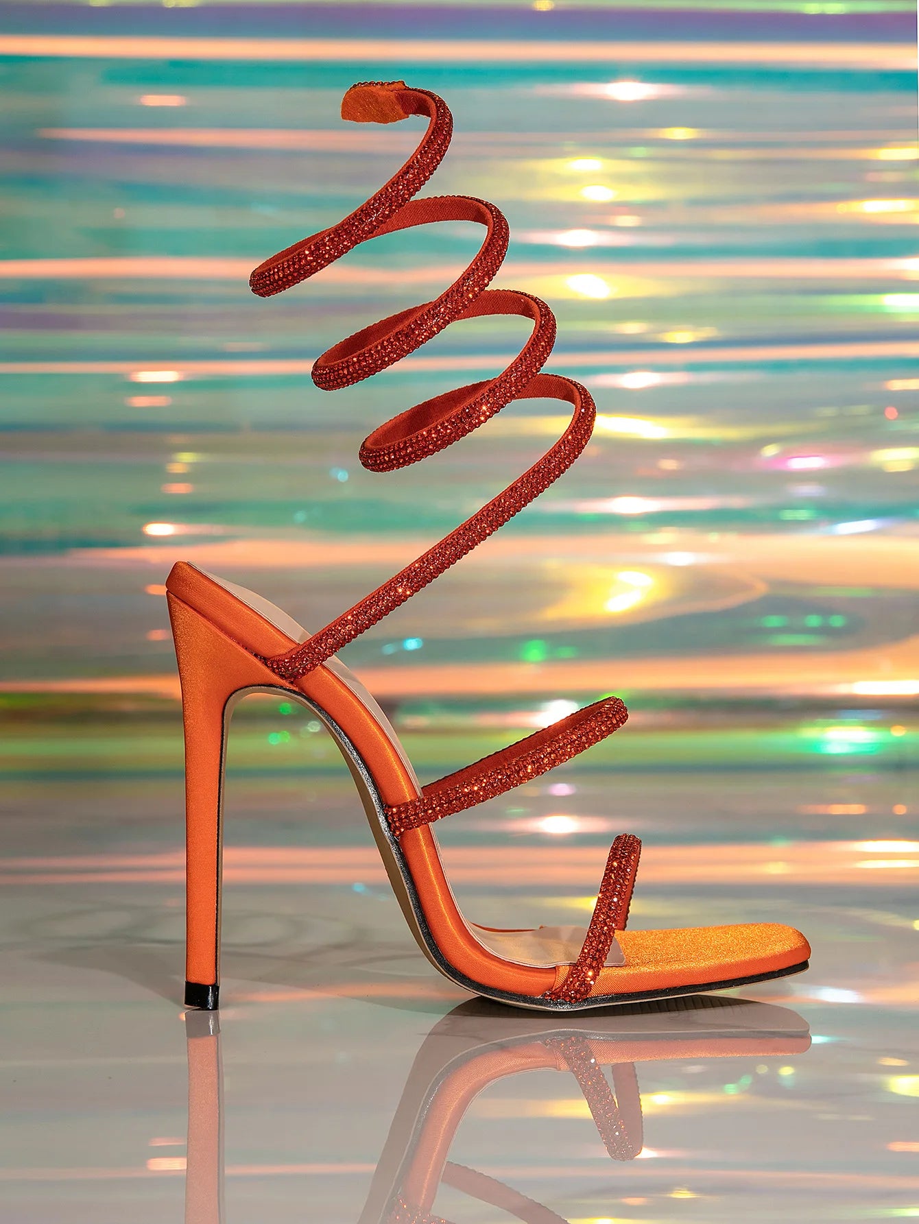 Gladiatorial Rhinestone Sandals Thin-Strap Winding Women High Heeled Sandals Ceremony Party Sexy Stiletto Pumps 11cm Pink Green