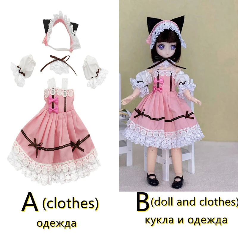 30cm Two-dimensional Doll Comic Face 1/6 Bjd Doll or Dress Up Clothes Children's Girl Birthday Gift Toys Kids Toys 15