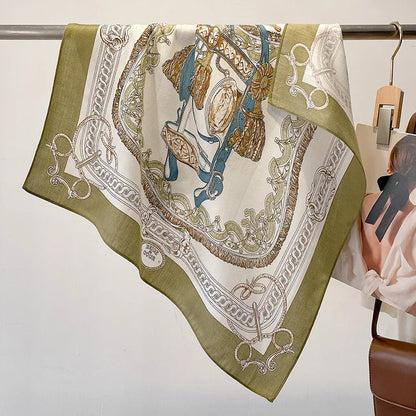 Fashion 70cm Cotton Square Scarf Women Floral Print Design Bandanas Lady Scarves Headband Accessories Handkerchief Hair QME200-02 65x65cm