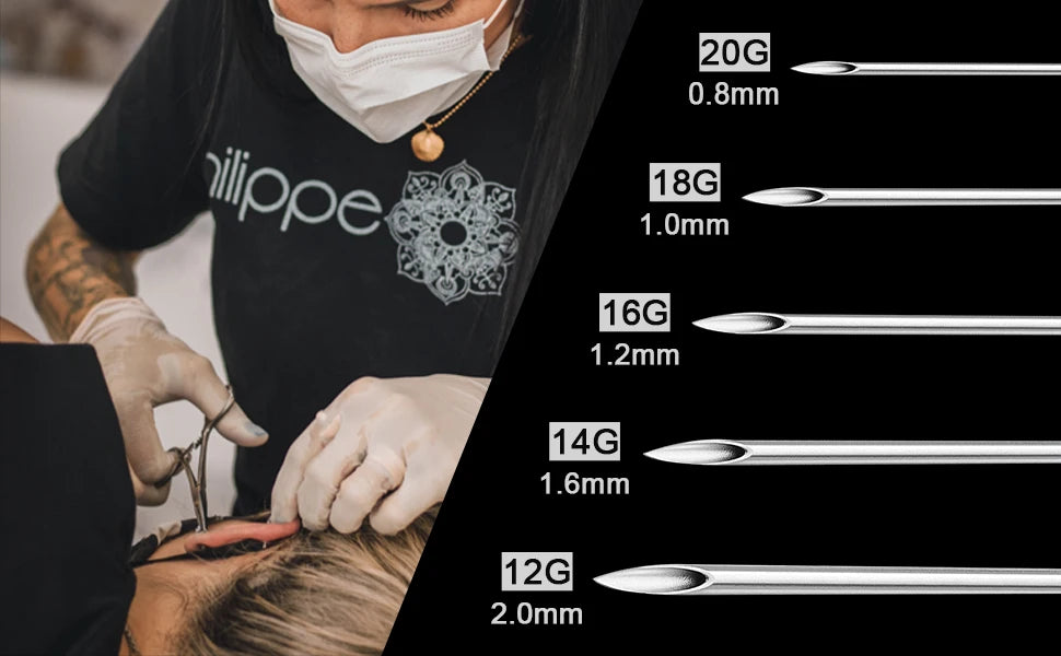 100/50/5pcs Disposable Piercing Needles 12G 14G 16G 18G 20G Ear Nose Navel Nipple Sterile Piercing Needle Permanent Makeup Tools