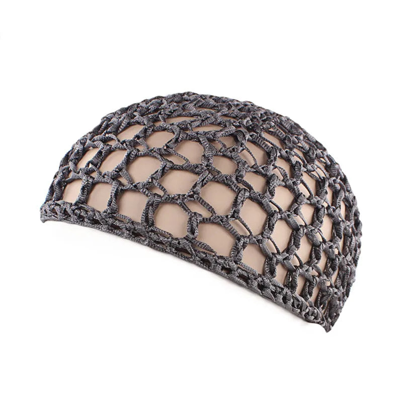 New Women's Mesh Hair Net Black Wig Caps handmade Crochet Cap Adjustable Strap Hair Net for Sleeping Turban Hat Chemo Hats