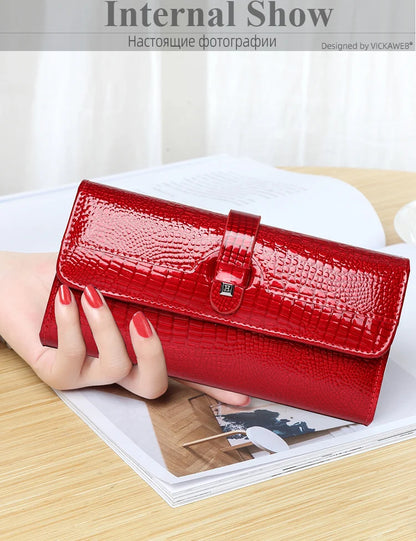 Free Gift Women Leather Wallet Long Ladies 3 Folders Clutch Money Bag Design Purse Fashion AE605-25
