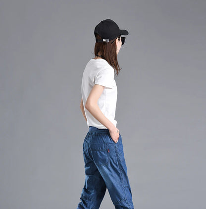 Summer Styles Loose Jeans For Women Calf-Length Harem Pants Elastic High Waist Thin Pants Fashion Jeans 4XL