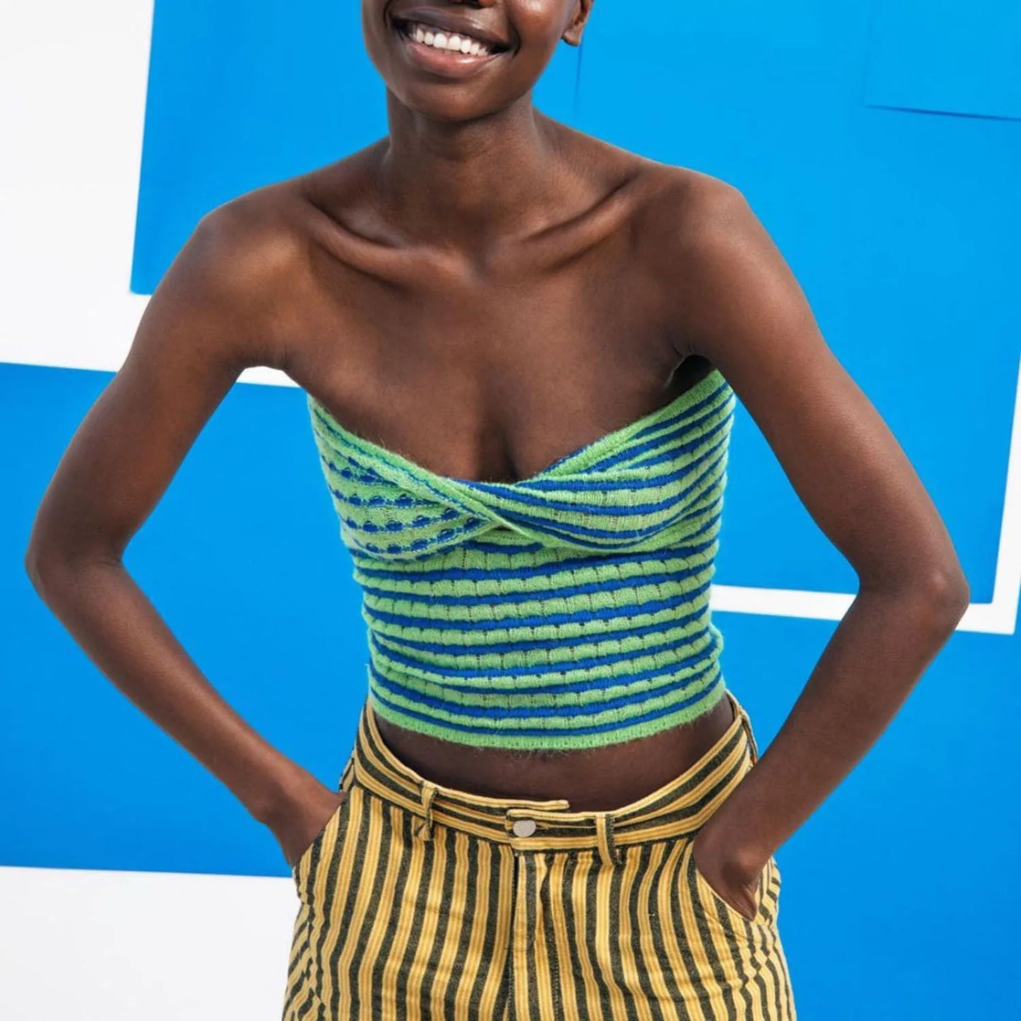 Striped Knitted Tube Top Women Off Shoulder Summer Sexy Strapless Bodycon Tank Crop Top Party Club Wear Camisole Yuqung