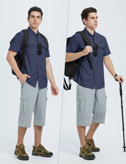 TACVASEN UV Block Fishing Shirts Mens Lightweight Quick Dry Short Sleeve Shirt Breathable Outdoor Hiking Shirt Fishing Shirts