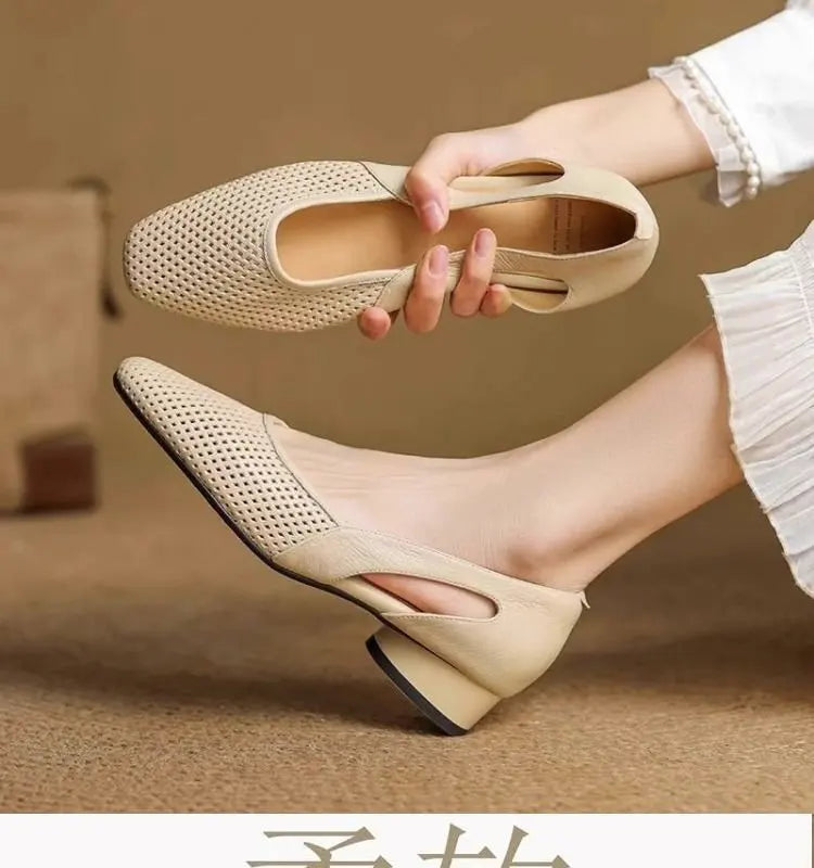 2025 Women's Breathable Knit Slip-On Flats Openwork Mesh Pointed Toe Shoes Lightweight Casual Slippers for Southeast Asia