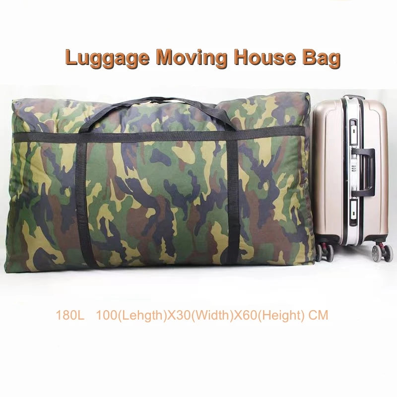 Camouflage Luggage Moving House Big Bag Thick Waterproof Oxford Cloth Moving Artifact Large Woven Storage Men's Travel Bag 180L