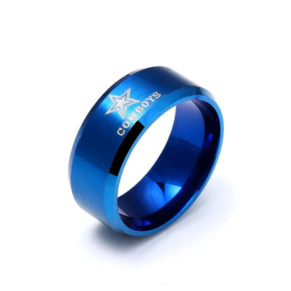 MOREDEAR 8mm Black Titanium Ring Dallas Cowboys For Men and Women