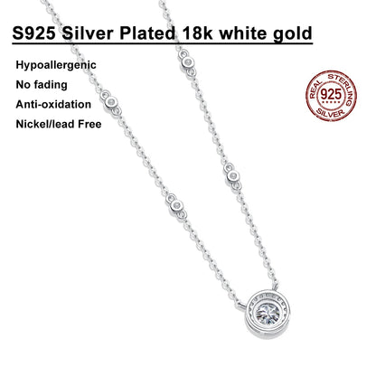 FEOBUR 1-3CT Moissanite Necklace for Women Certified 925 Sterling Silver Sparkling Lab Diamond Pendant Chain Party Jewelry GRA - Badiee Stylez